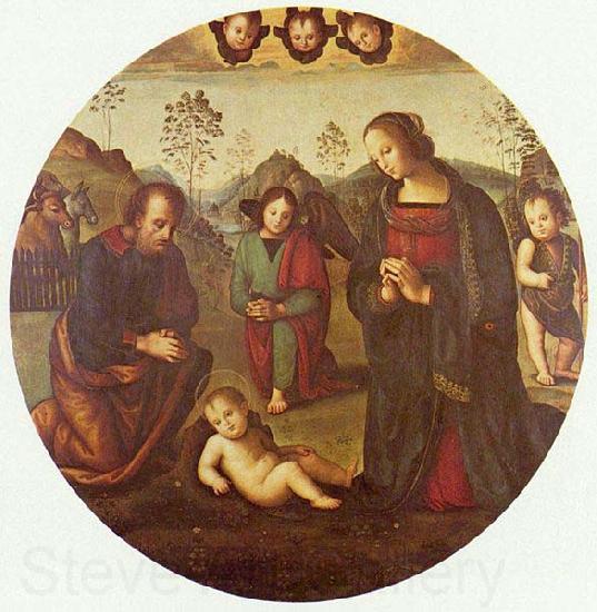 Pietro Perugino Christi Geburt, Tondo Norge oil painting art